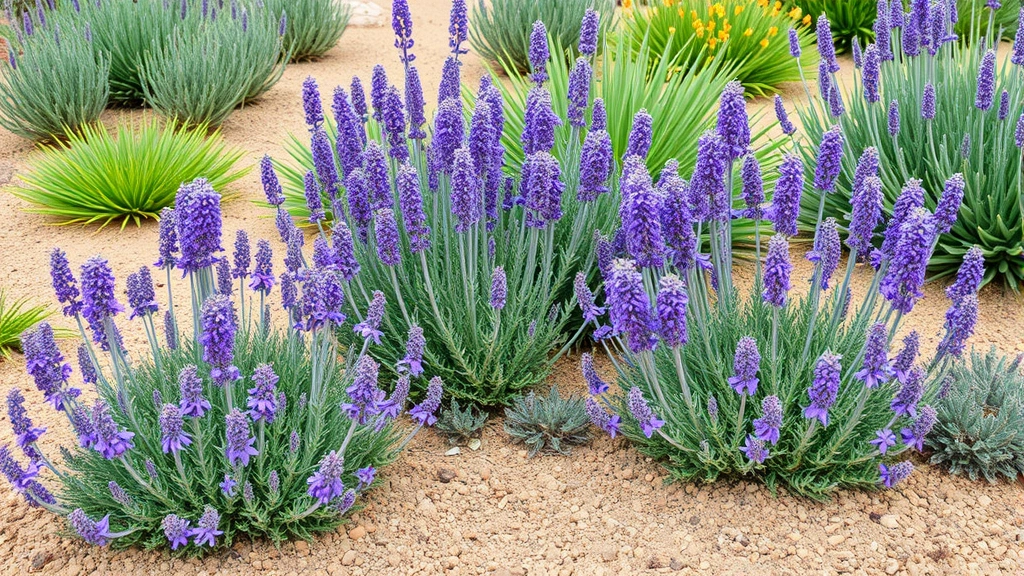 Native California plants including sage, rosemary, and lavender in drought-tolerant garden design, showing mature established plantings during dry summer season