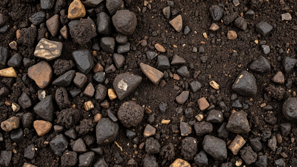 Close-up of rich dark garden soil with organic matter and compost mixed in, showing texture and composition for healthy plant growth