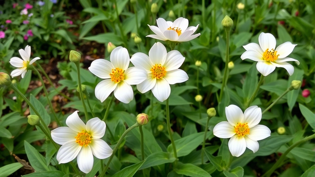 Lush garden bed containing multiple mature candy blossom flowers at peak bloom stage with healthy green stems and leaves, natural garden setting