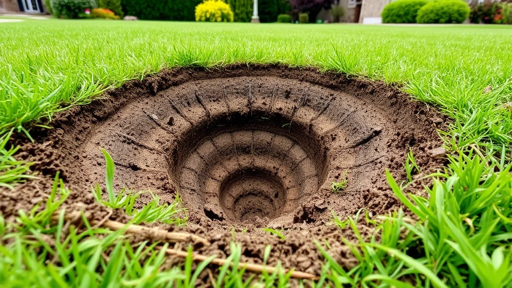 Close-up of mole tunnel damage showing raised ridges and mounds across green lawn, demonstrating typical mole activity patterns and soil disruption in residential landscape