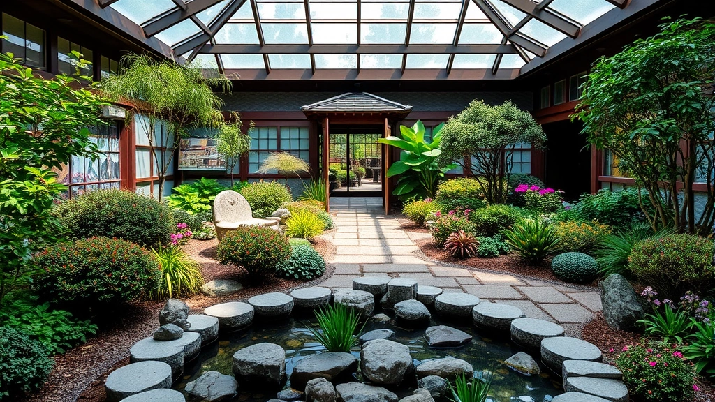 Interior view of Japanese Friendship Garden at Balboa Park showing traditional garden design, carefully curated plantings, stone pathways, and water features with seasonal flowering plants